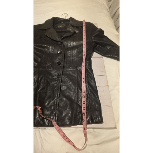 American People Leather Jacket Button Down Fall Jacket Womens Small Moto Gothic - Picture 5 of 9